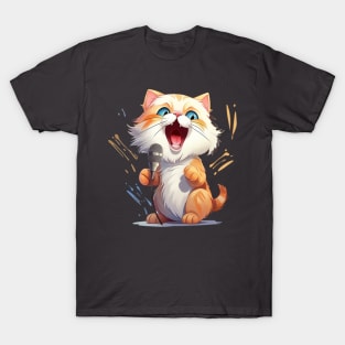 Funny Singing cat in cartoon style T-Shirt